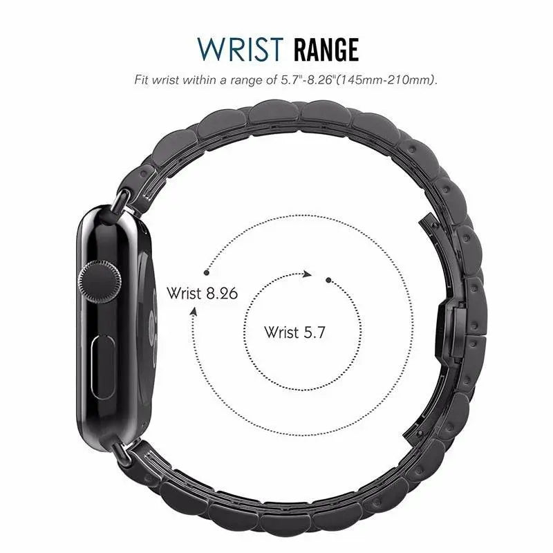 Stainless Steel Metal Band With Butterfly Clasp For Apple Watch - Pinnacle Luxuries