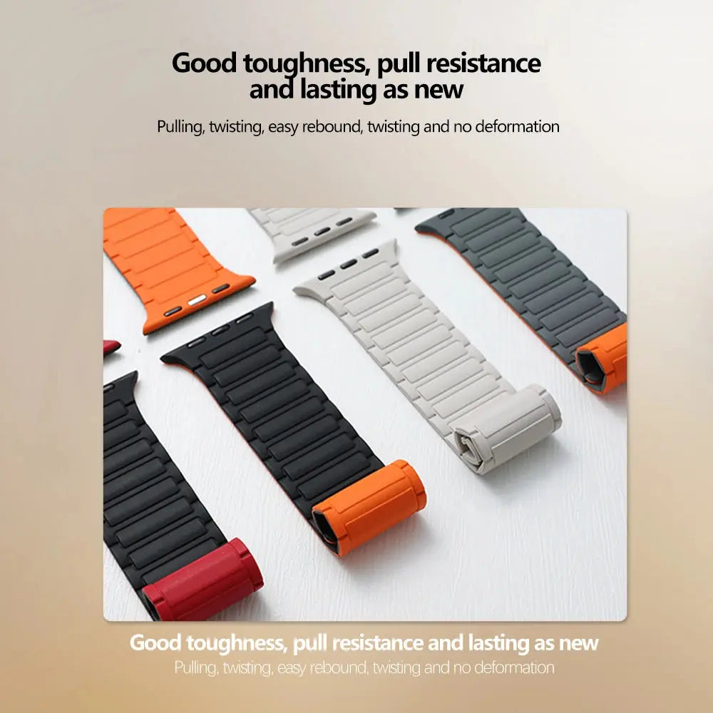2Pcs Silicone Magnetic Strap for Apple Watch Band Ultra 2 Band 49mm 44mm 45mm 42mm 40 41mm Bracelet IWatch Series 9 8 7 6 5 4 SE Pinnacle Luxuries