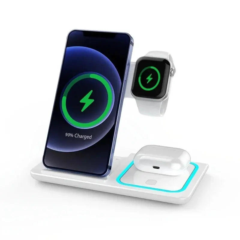 30W LED Fast Wireless Charger 3 in 1 Foldable Charging Station For iPhone 16 15 14 13 12 11 Apple Watch 9 8 7 6 5 Airpods Pro/3 Pinnacle Luxuries