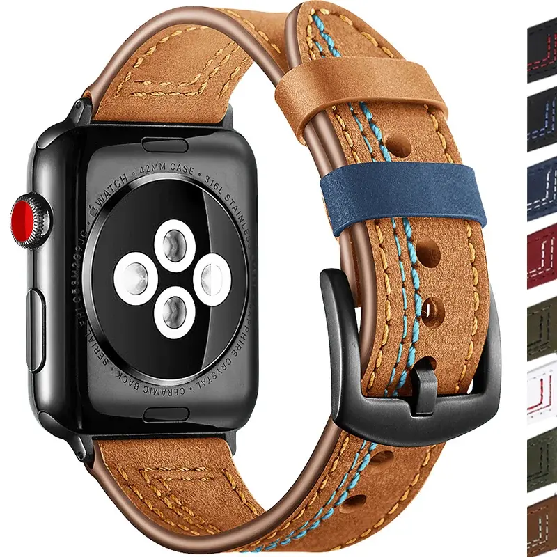 Leather Strap For Apple Watch Band 44mm Ultra 2 49mm 42mm 38/40mm watchband Correa bracelet iWatch Series 5 3 SE 6 7 8 9 45/41MM Pinnacle Luxuries