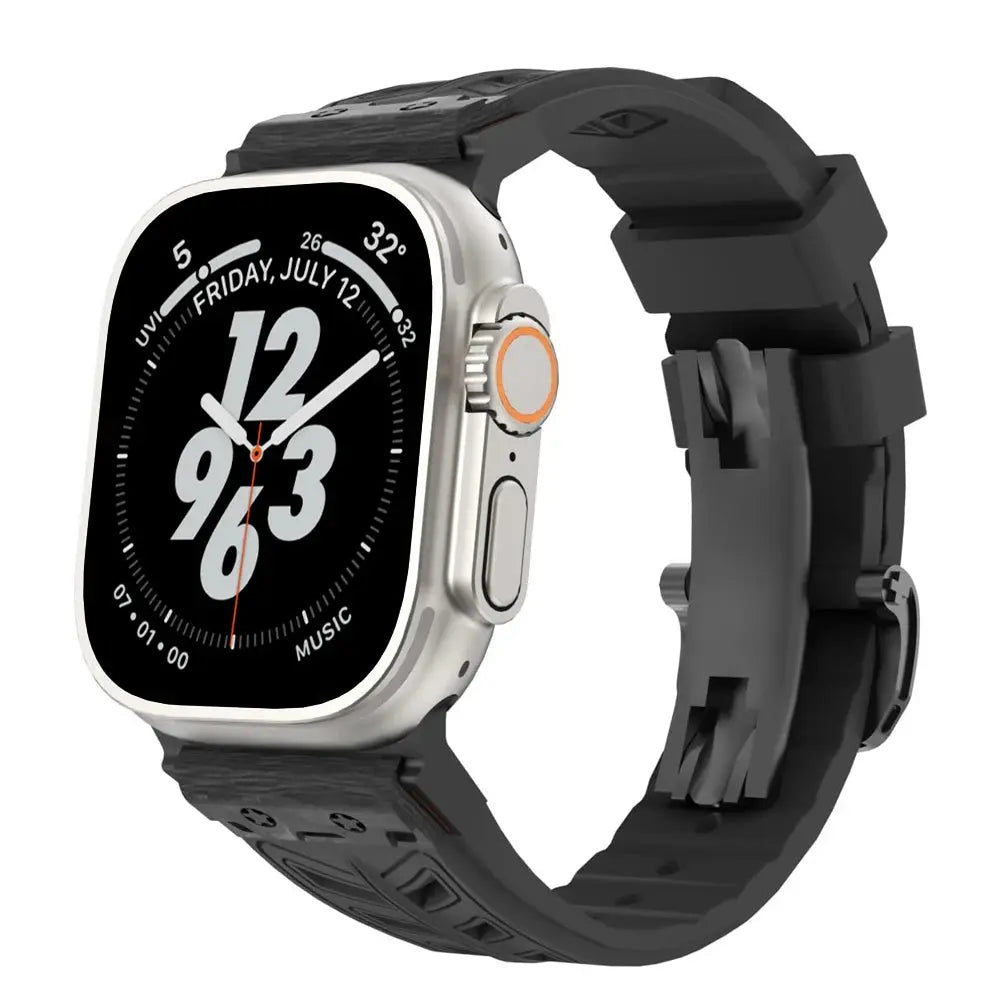 CarbonForce Pro FKM Fluororubber Band – Premium Carbon Fiber Design for Apple Watch Ultra &amp; Series 10, 9, 8, 7