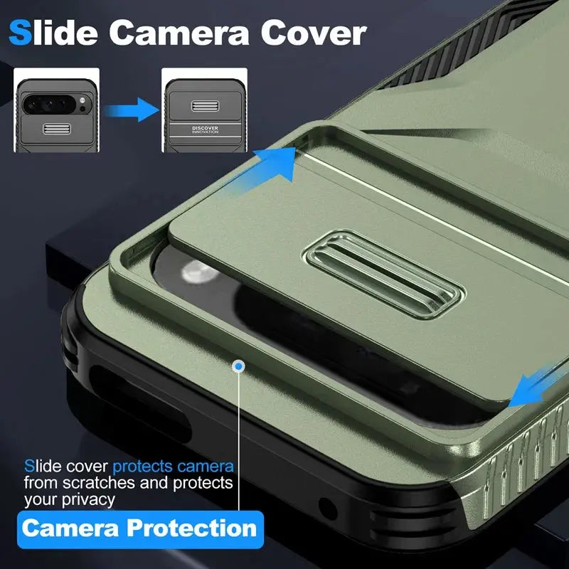 Case For Google Pixel 9 Pro XL Pixel9 Military Grade Antiskid Camera Lens Slide Cover Google Pixel 9 Pro Hard Cases Pixel9 Cover Pinnacle Luxuries