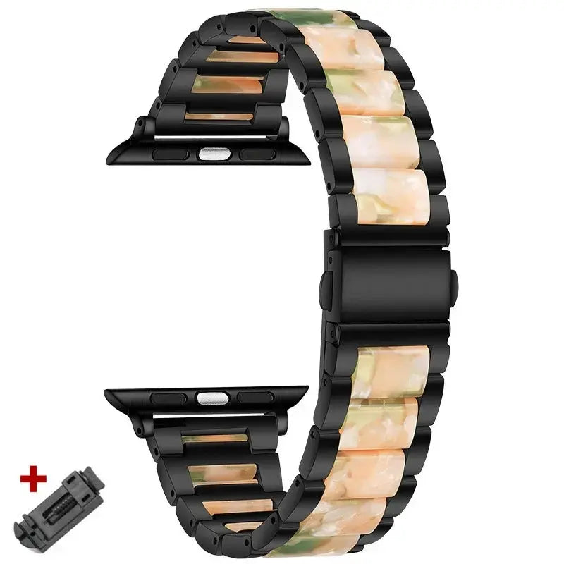 EleganceFit Resin & Stainless Steel Band for Apple Watch Series 10 – Luxury Style for Modern Women