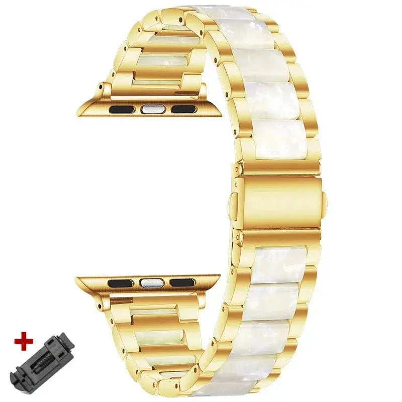 EleganceFit Resin & Stainless Steel Band for Apple Watch Series 10 – Luxury Style for Modern Women