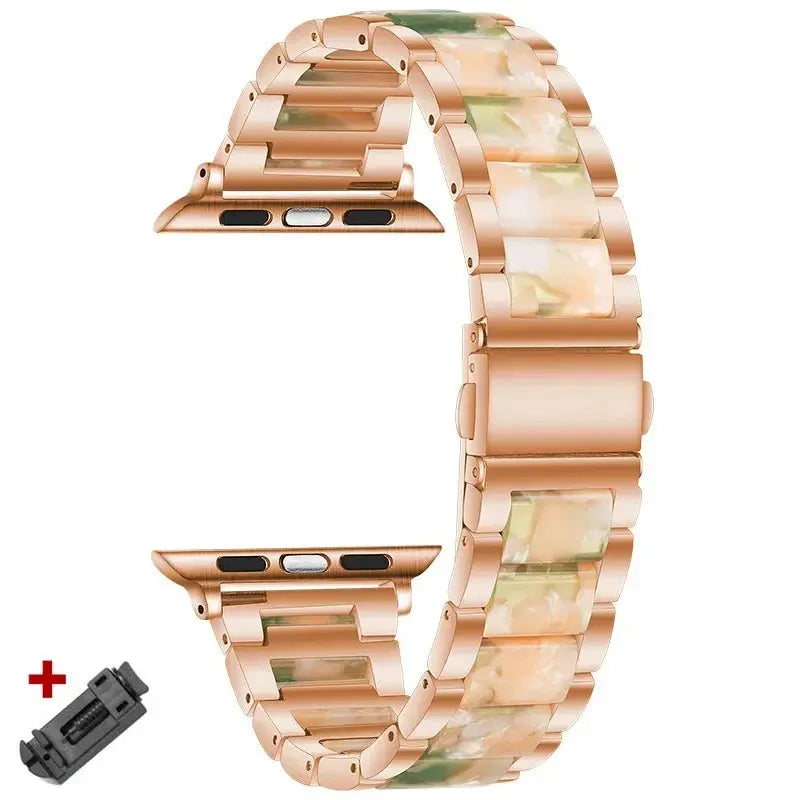 EleganceFit Resin & Stainless Steel Band for Apple Watch Series 10 – Luxury Style for Modern Women