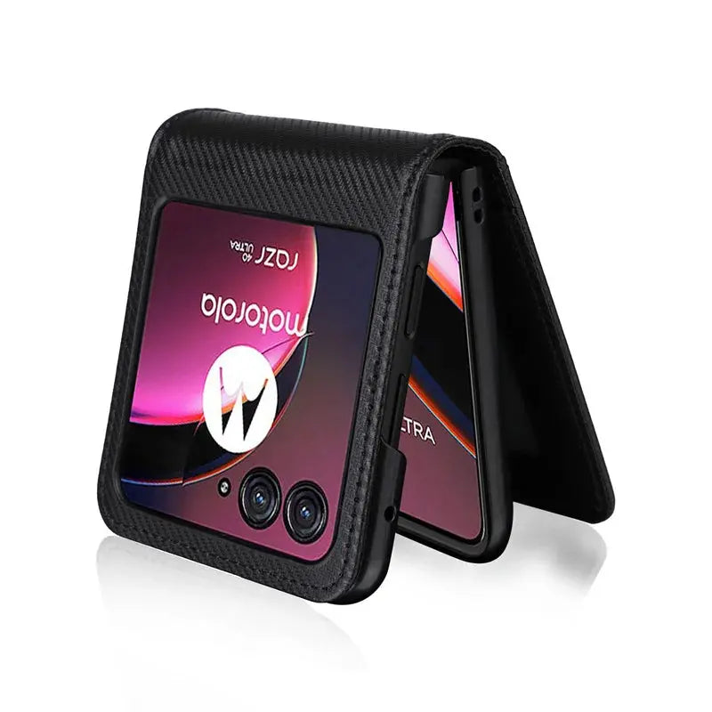 For Motorola Razr 40 Ultra Case Cover Carbon Fiber Wallet Leather Flip Multi-card slot Cover For Moto Razr+ Plus 2023 Phone Case Pinnacle Luxuries