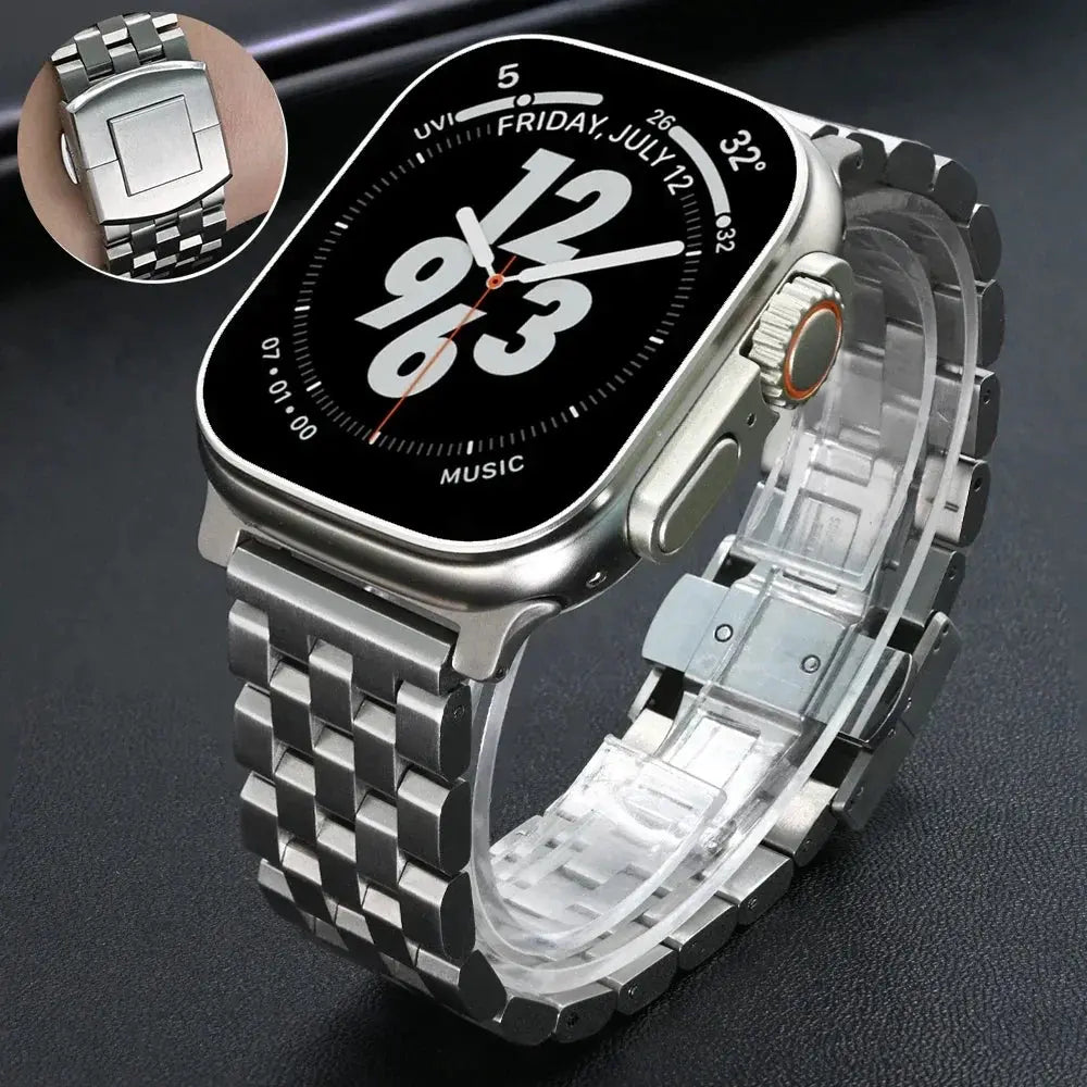 Men Stainless Steel Strap for Apple Watch 10 46mm Ultra 1 2 49mm Luxury Link Bracelet for Iwatch Series 9 8 7 6 5 4 Se 45mm 44mm Pinnacle Luxuries