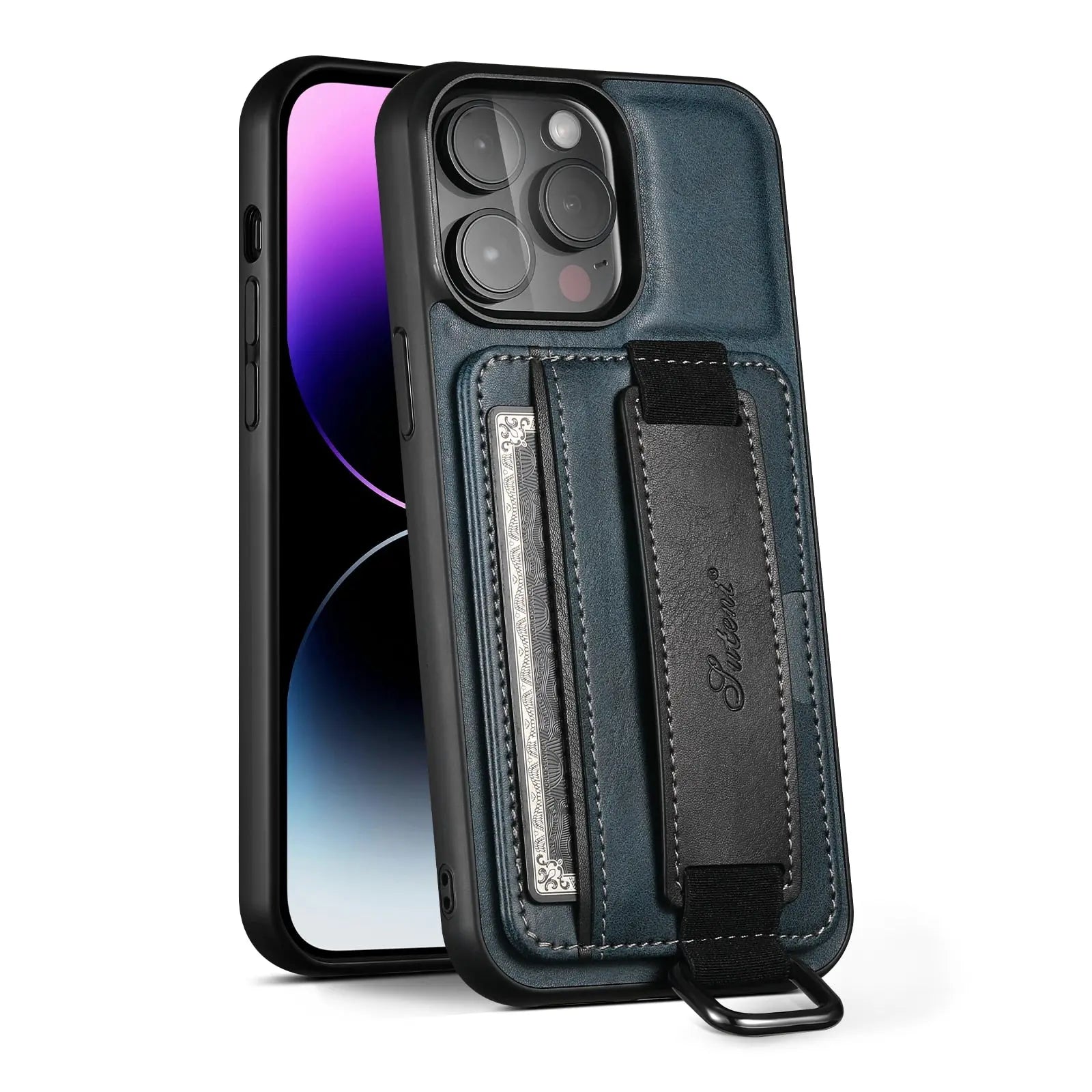 for iPhone 15 Pro Max Plus 15 Pro Case PU Leather Wallet flip Cover Stand Feature with Wrist Strap and Credit Cards Pocket Pinnacle Luxuries