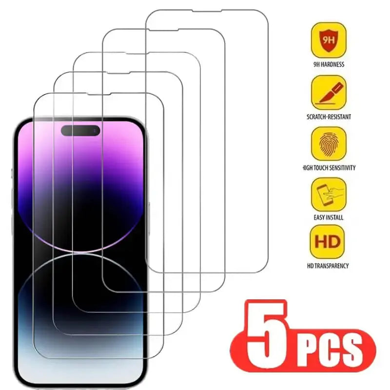 ShieldPro Tempered Glass Screen Protector for iPhone 16 – 9H Scratch-Resistant Film (5-Pack)