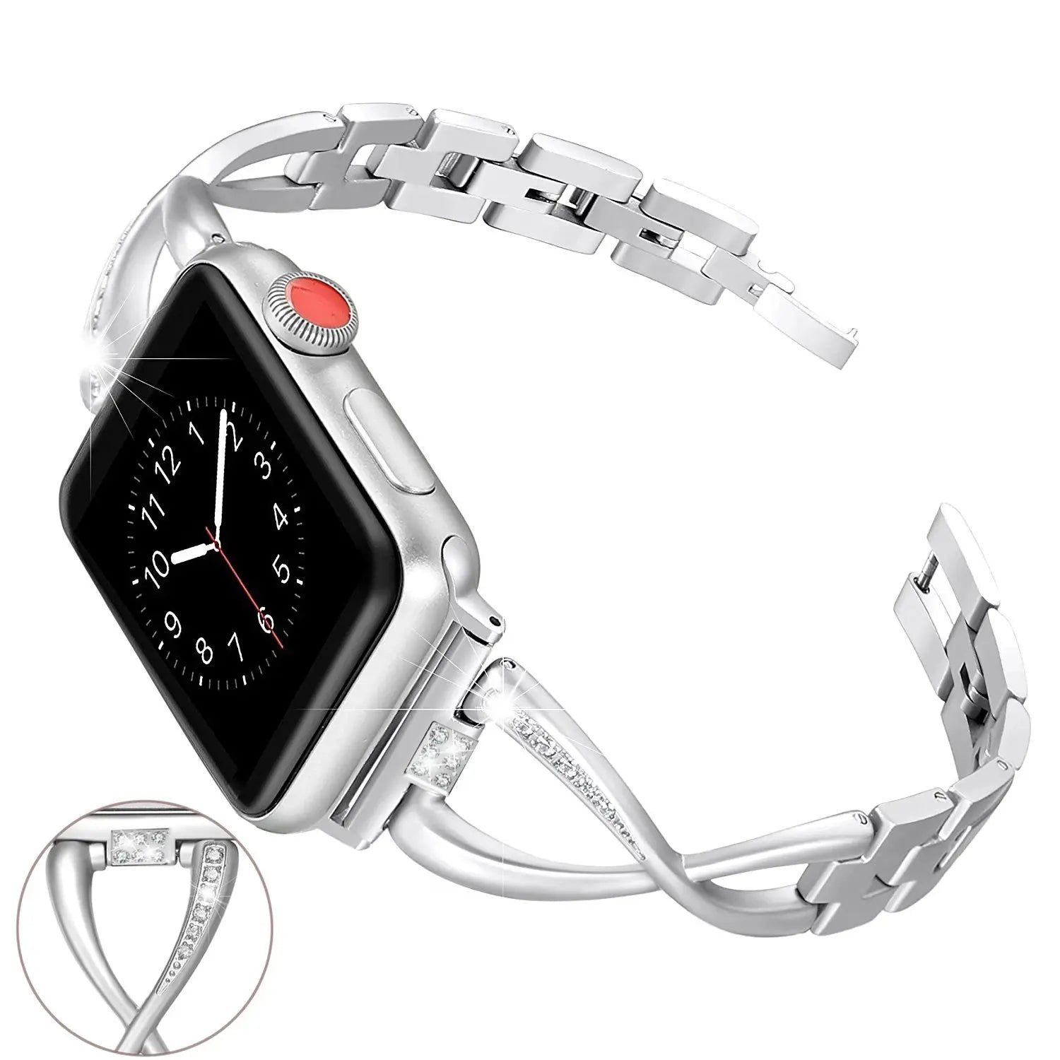 LuxeTwist Diamond Stainless Steel Band for Apple Watch Series 10 9 Ultra 1 2 – Women's Elegant Bracelet