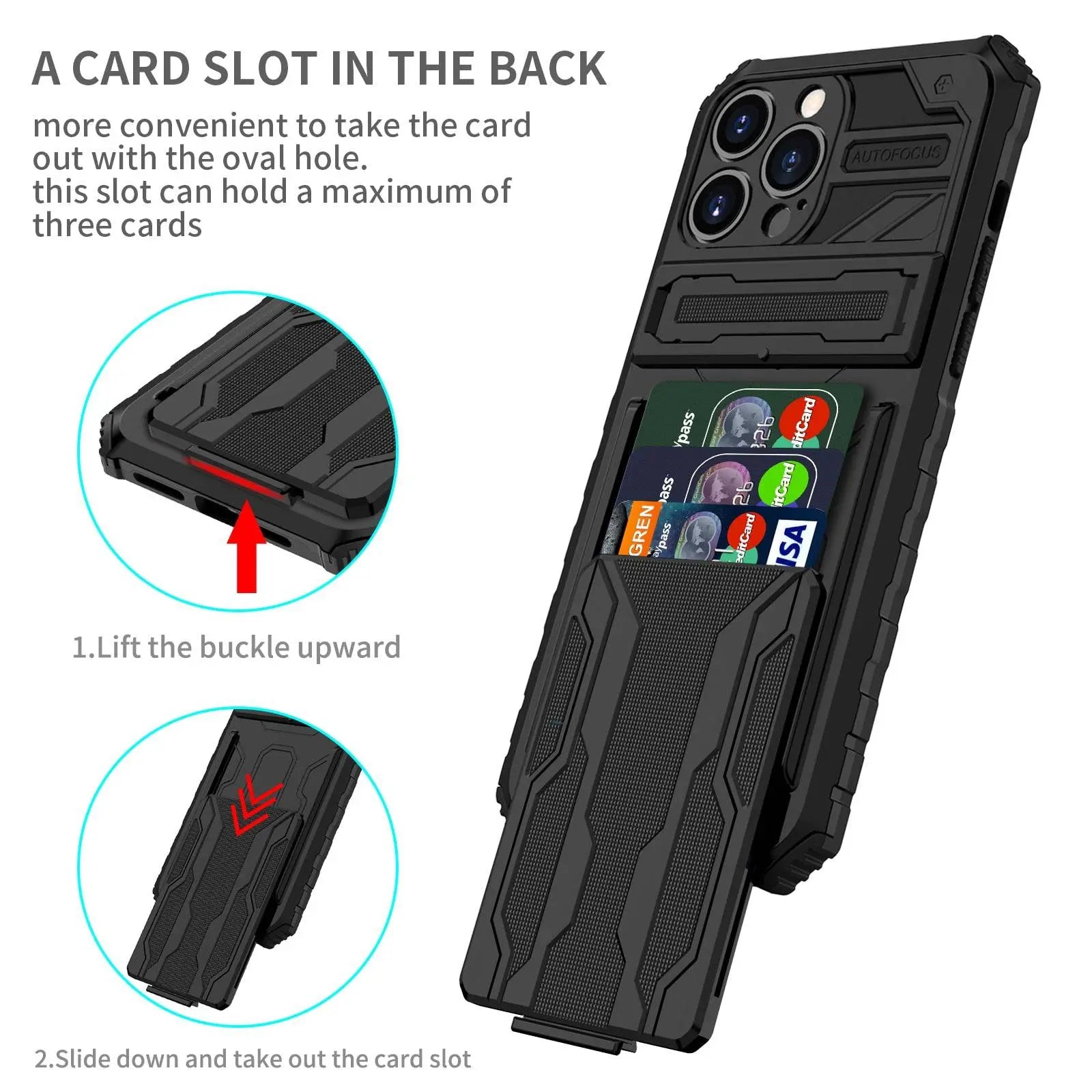 Spartan Military Grade Card Holder Kickstand Case For iPhone 13 12 11 - Pinnacle Luxuries