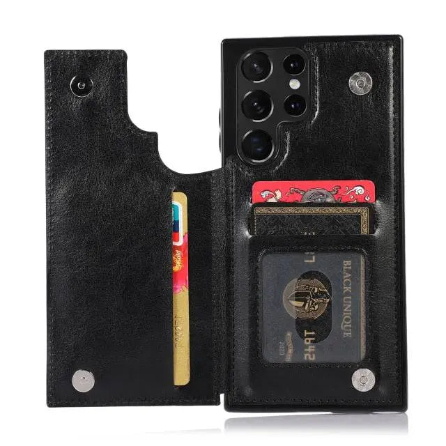 Vintage Leather Wallet Case For Samsung Galaxy S22 / S22 Plus / S22 Ultra - Pinnacle Luxuries